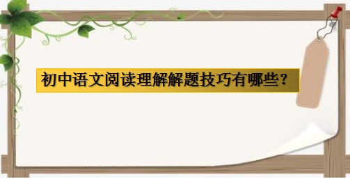 初中语文阅读理解解题技巧有哪些?初中语文怎么学好如何提高分数