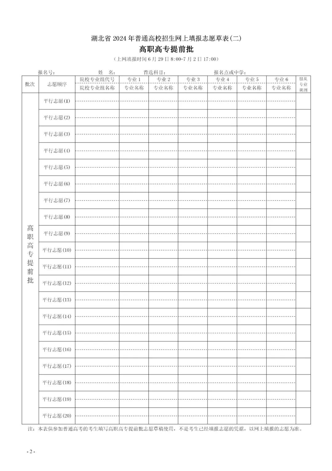 1719904687958569.jpg 2025湖北高考志愿填报样表,考生可以填几个志愿?附填报注意事项